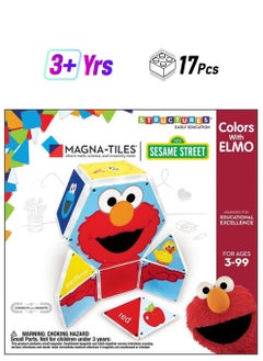MAGNA-TILES Sesame Street Colors With Elmo, 17 Pieces| Connect With Magnets, Kids Building Toys, For Ages 3+  - Image 1