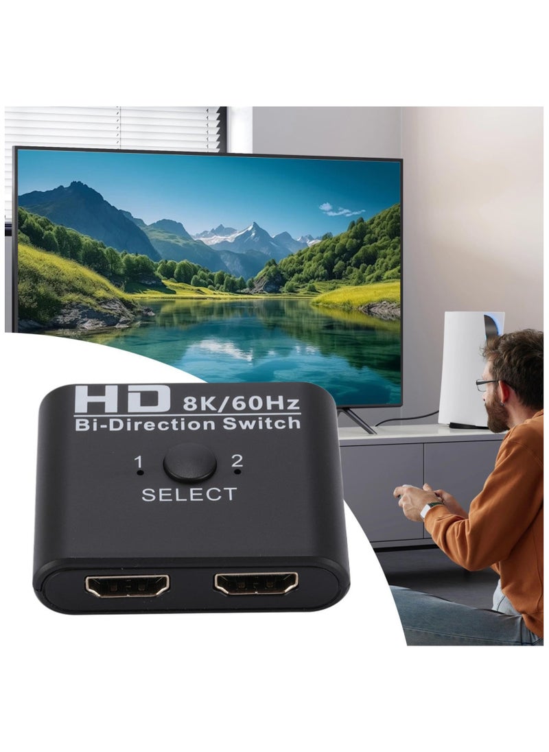 SYOSI Bi-Direction Manual Switcher, HD Bi-Direction Switcher, HD Two-Way 1 Input 2 Output Splitter, Two-Way Design Multi-Purpose Display Selector Multimedia Switcher for Projectors, TVs, and Monitors  - Image 3