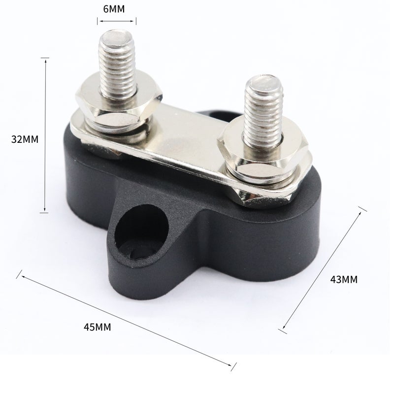 48V Dual Terminal Heavy Duty Power Distribution Block for Car Boat (Black) - Image 2