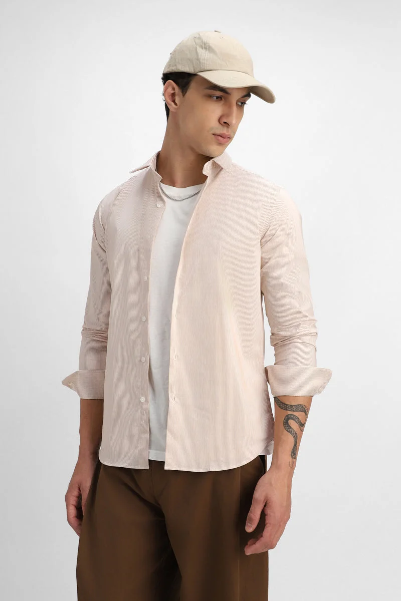 سنيتش قميص قطني % بقصة ضيقة وخطوط