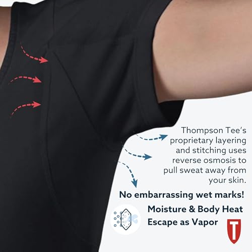 THOMPSON TEE Women's Sweatproof Undershirt - Cotton Scoop Neck T-Shirt with Underarm Sweat Pads - Original Fit - Aluminum-Free Alternative - Black - Large - Image 3