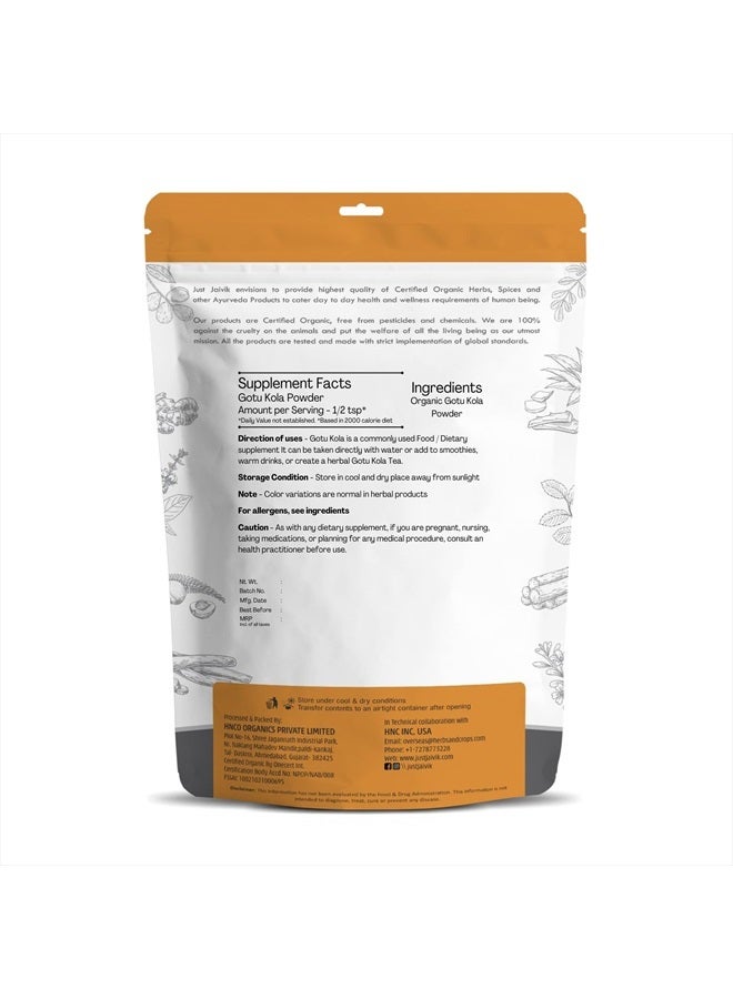 Just Jaivik 100% Organic Gotu Kola Powder, 1/2 Pound - 227g - USDA Organic - Centella Asiatica - Also Known as Mandupakarni Powder and Brahmi Powder) - Image 2
