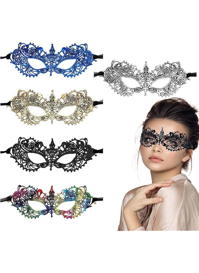 The Bros 5Pcs Masquerade Masks for Women, Multicolor Lace Mascarade Ball Masks for Couples, Mardi Gras Prom Masks for Women Mens for ​Masquerade Venetian Carnival Party Dress Masks  - Image 1