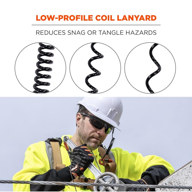 Ergodyne Coil Tool Lanyard with Loop End and Carabiner Tool Weight Capacity 2 lbs Ergodyne Squids 3156  Black - Image 5
