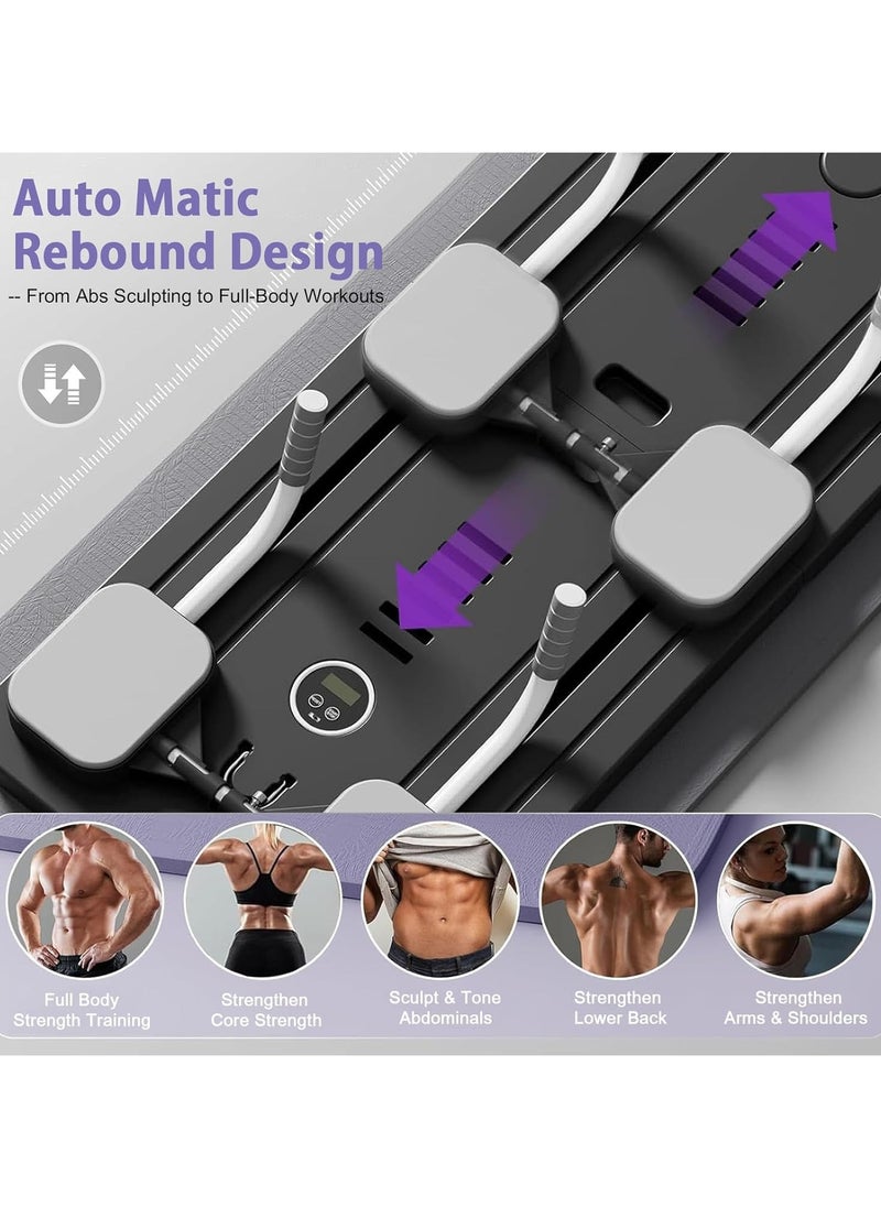 5 in 1 Pilates Board,Pilates Reformer Machine with Timer,Multi-Purpose Foldable Pilates Machine for Home Use and Gym Workout,Suitable for Advanced and Beginners Users