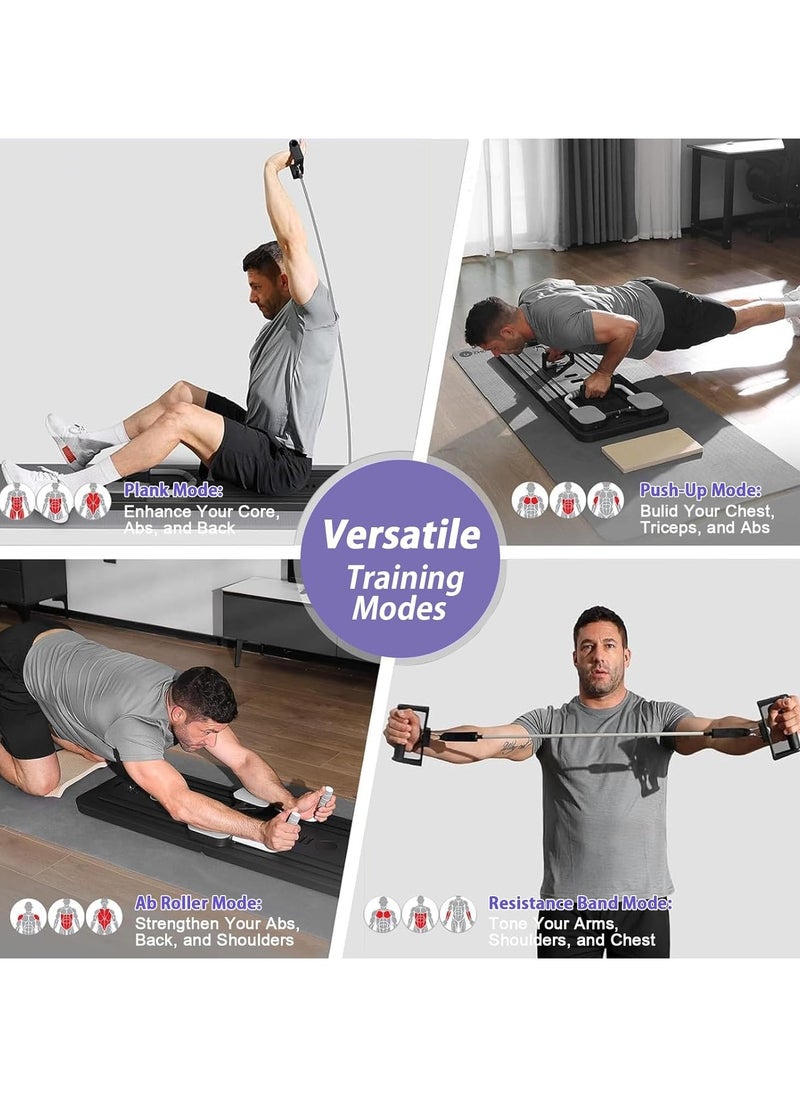 5 in 1 Pilates Board,Pilates Reformer Machine with Timer,Multi-Purpose Foldable Pilates Machine for Home Use and Gym Workout,Suitable for Advanced and Beginners Users