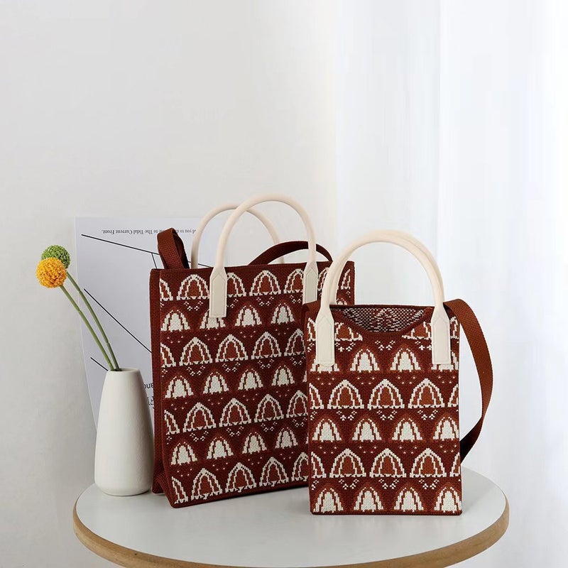 Striped Bag Women'S Casual Student Shoulder Bag Fashion Satchel Shopping Bag Contrasting Color Versatile Tote Bag - Image 3