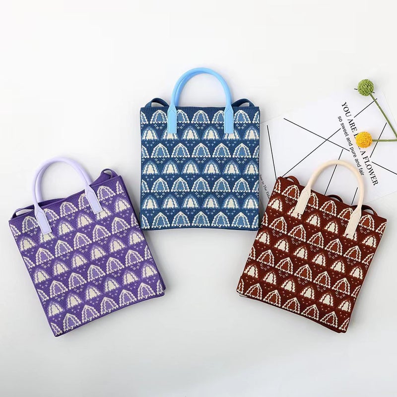 Striped Bag Women'S Casual Student Shoulder Bag Fashion Satchel Shopping Bag Contrasting Color Versatile Tote Bag - Image 4