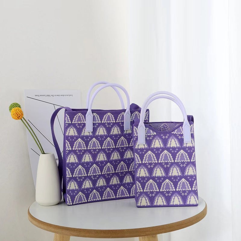 Striped Bag Women'S Casual Student Shoulder Bag Fashion Satchel Shopping Bag Contrasting Color Versatile Tote Bag - Image 5