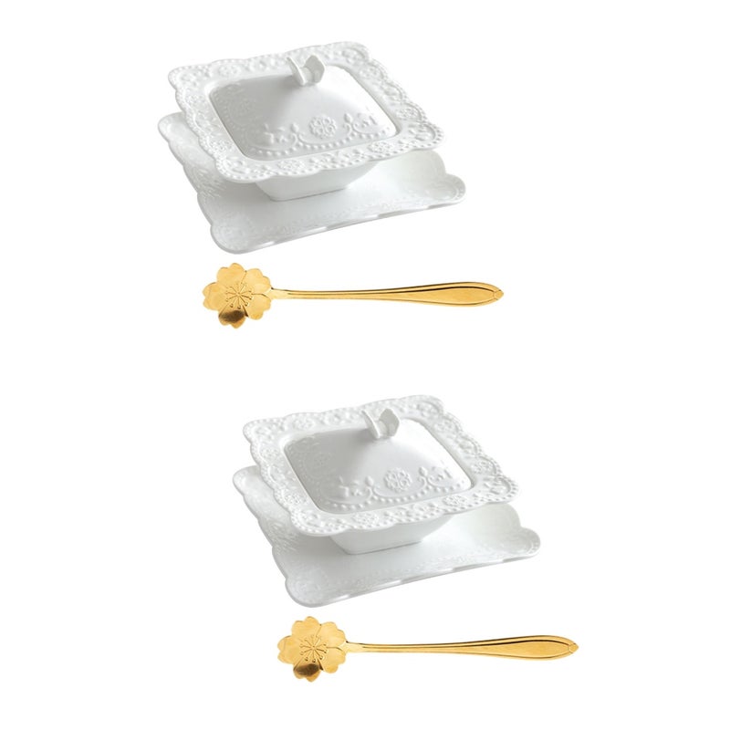 2 Sets Soup Bowl with Spoon Stewing Pot Household Soup Breakfast Bowl - Image 1