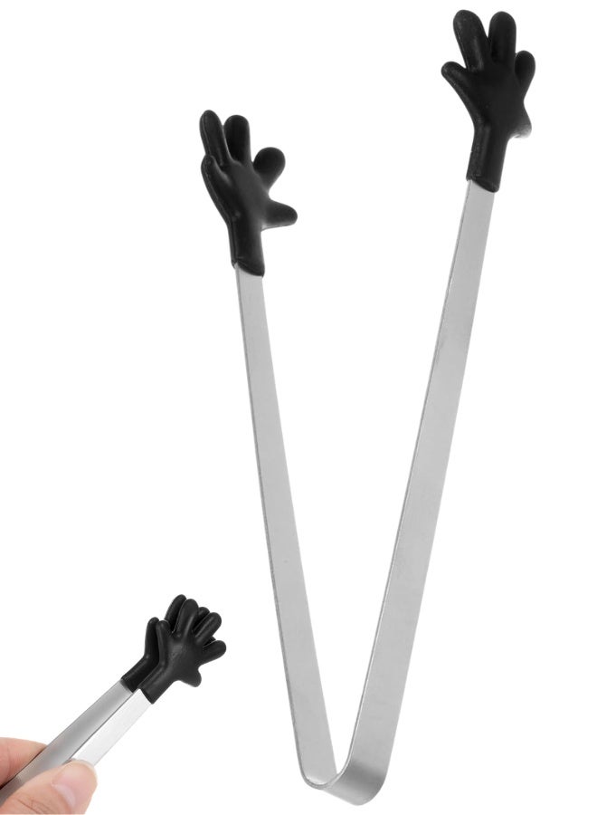 Cute little silicone food tong with a stainless steel handle, heat-resistant and non-slip, made of food-safe material, suitable for desserts, pastries, ice cubes, and fruits. 1 piece.-*random color - Image 1
