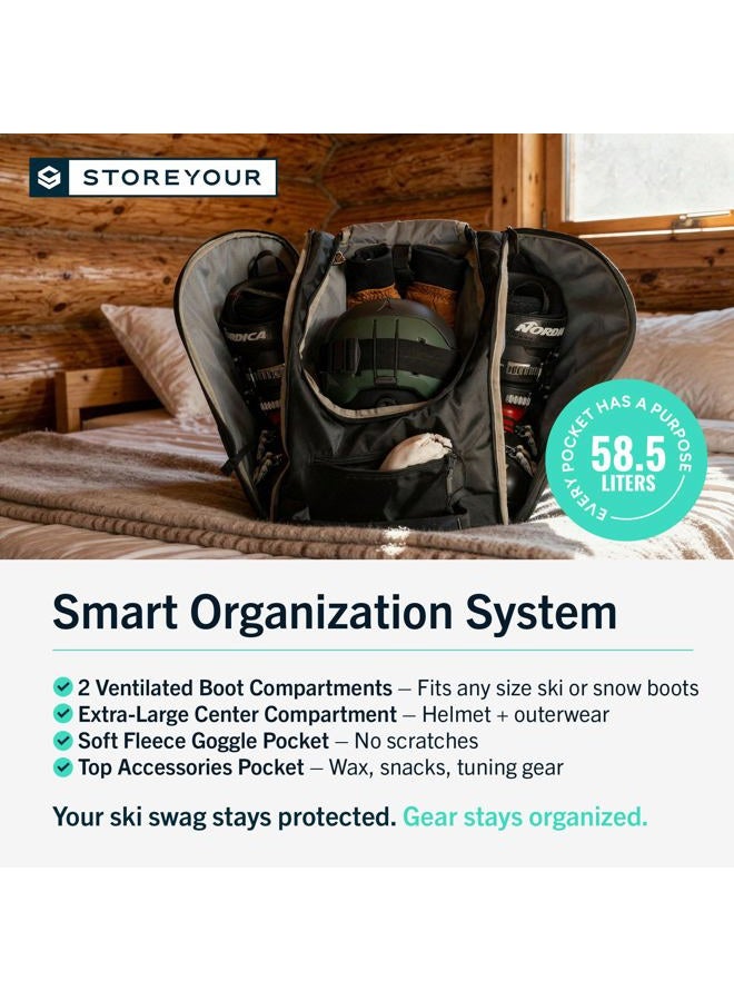 StoreYourBoard Mountain Essential Ski Boot and Helmet Bag, Travel Backpack, Onyx - Image 4