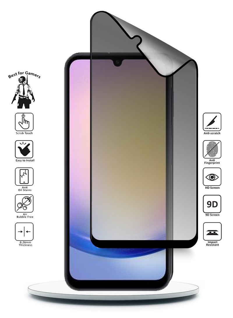 Wtech Samsung Galaxy A25 5G 2023 Privacy Nano Ceramic Full Glue Full Cover Matte Flexible Screen Protector (MSCNMN) - Clear/Black - Image 2