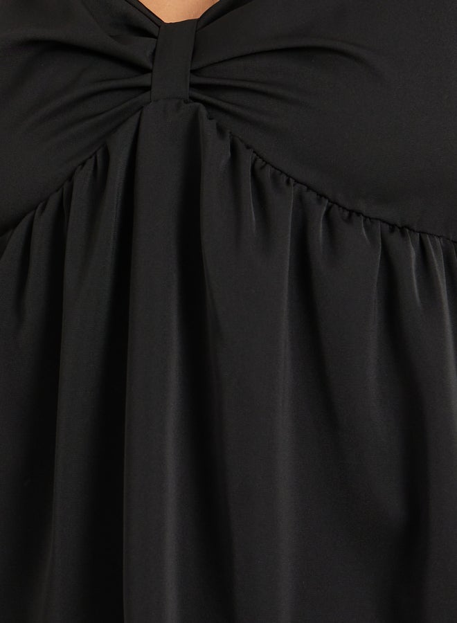Styli Plus Size Solid Puff Sleeves Twist Front Top  - Image 3