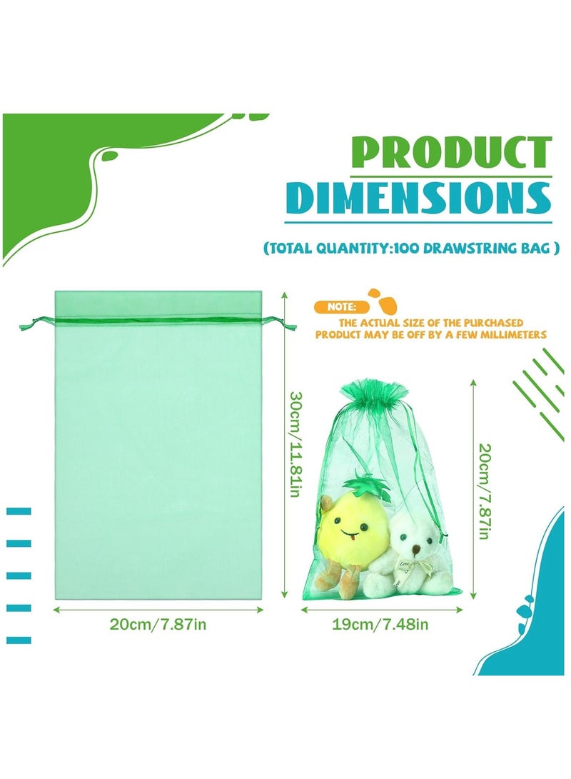 KASTWAVE 100pcs Large Organza Bags 12 x 8 Inch Sheer Mesh Drawstring Gift Packaging Pouch Bags for Wedding Game Party Supplies (Multicolor)  - Image 2