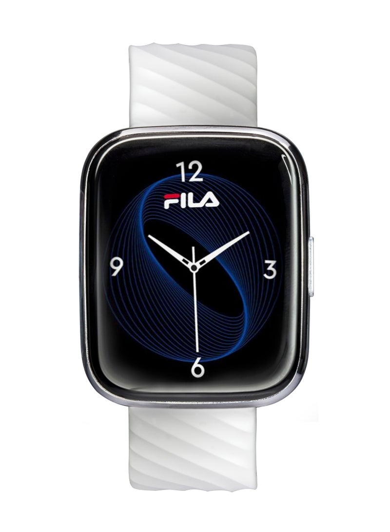 Fila Unisex Smart Watch With White Silicone(With Extra Black Strap) Strap, SW/40, size 45mm - Image 1