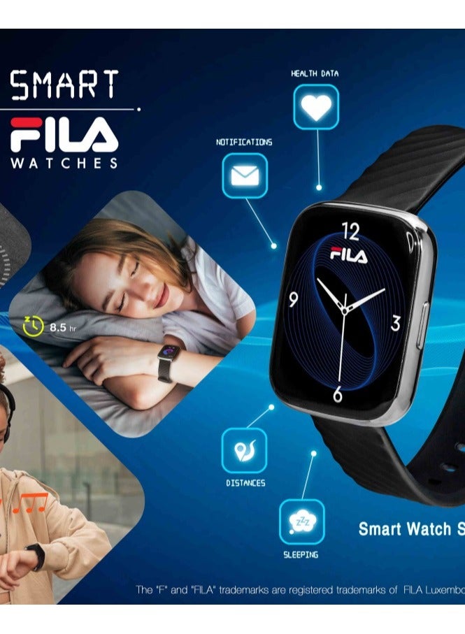 Fila Unisex Smart Watch With White Silicone(With Extra Black Strap) Strap, SW/40, size 45mm - Image 4