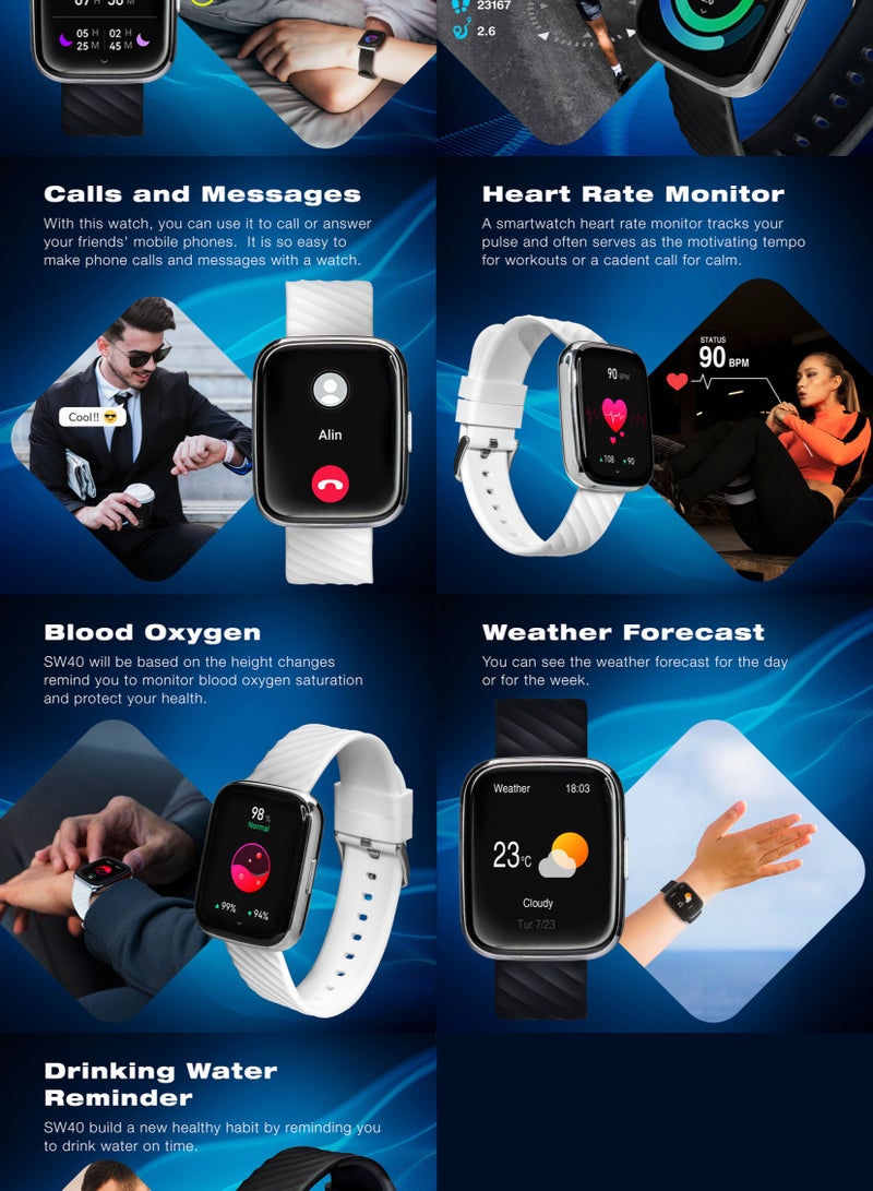 Fila Unisex Smart Watch With White Silicone(With Extra Black Strap) Strap, SW/40, size 45mm - Image 5