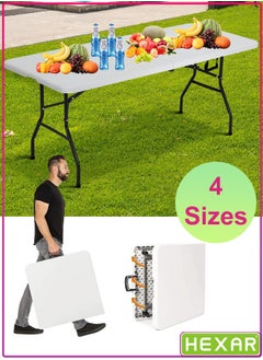 HEXAR Heavy Duty Multipurpose Camping Table Portable Folding Table Picnic Dining table Centerfold Ideal for Crafts Outdoor Events Lightweight and Durable Table with Carry Handle (L122 x W60 x H74 CM)  - Image 1