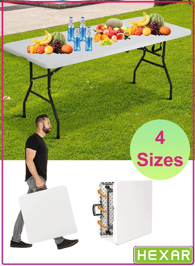 Heavy Duty Multipurpose Camping Table Portable Folding Table Picnic Dining table Centerfold Ideal for Crafts Outdoor Events Lightweight and Durable Table with Carry Handle (L122 x W60 x H74 CM)