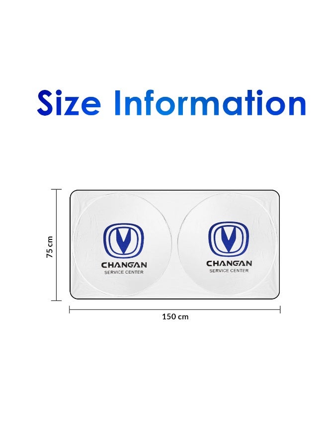 Changan Universal Foldable Car Windshield Sun Shade for Changan, 150 x 75 cm Front Windshield Sunshade, Reflective UV Protection Heat Shield, Folding Auto Sun Visor Cover, Dashboard Interior Protector for Cars, SUVs, Sedans and Hatchbacks - Image 4