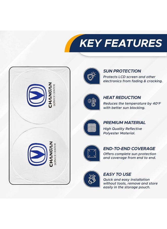 Changan Universal Foldable Car Windshield Sun Shade for Changan, 150 x 75 cm Front Windshield Sunshade, Reflective UV Protection Heat Shield, Folding Auto Sun Visor Cover, Dashboard Interior Protector for Cars, SUVs, Sedans and Hatchbacks - Image 3