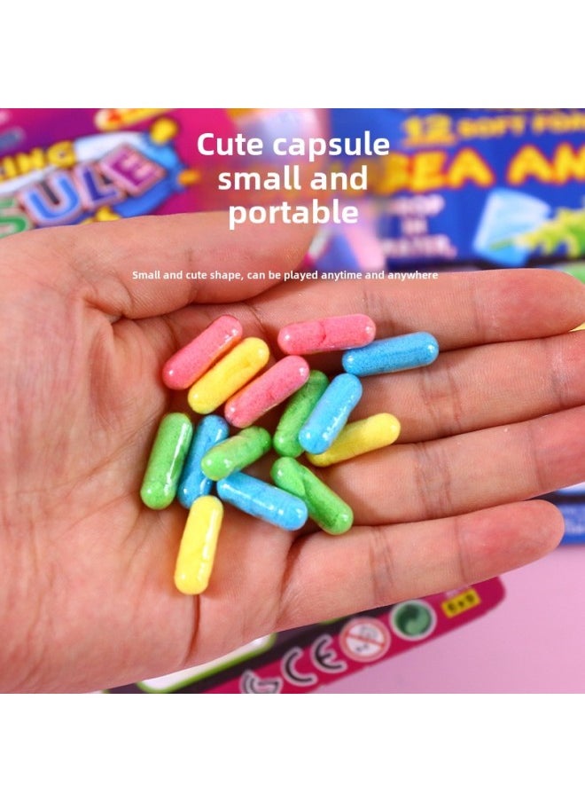 Water-soaking Expansion Capsule Bath Toy Water-absorbing Sponge Becomes Bigger When Exposed To Water Dinosaur Small Animal Children Baby Puzzle-Color:Mermaid Series  - Image 4