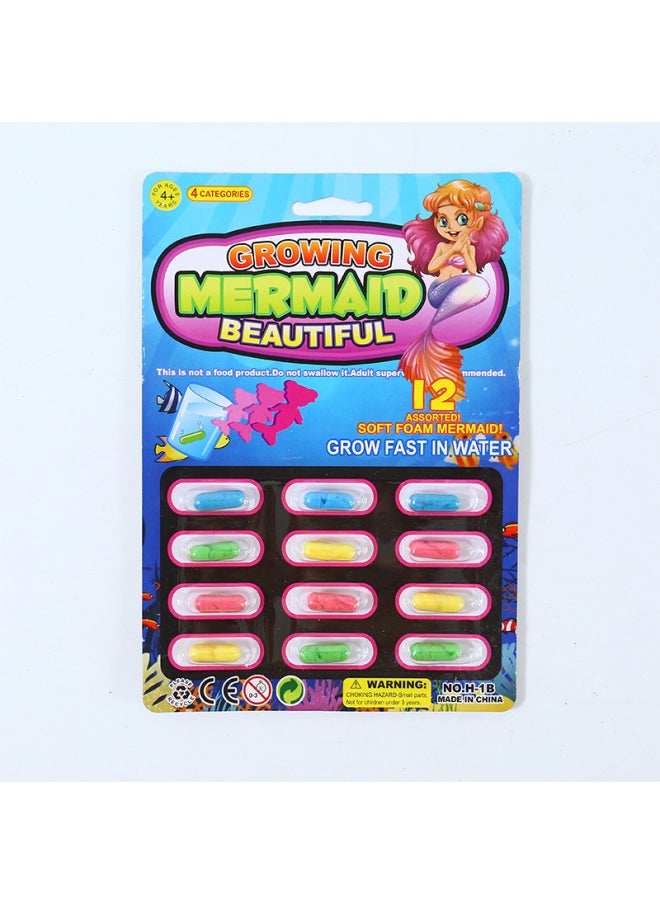 Water-soaking Expansion Capsule Bath Toy Water-absorbing Sponge Becomes Bigger When Exposed To Water Dinosaur Small Animal Children Baby Puzzle-Color:Mermaid Series  - Image 1