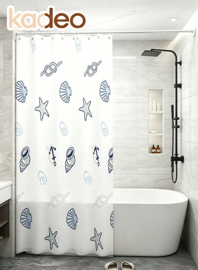 kadeo Shell Conch Conch Shower Curtain Liner, High Quality PEVA Material, Reinforced Tear-stop and Waterproof, Stainless Steel Hanging Hole Bath Curtain, Free Plastic Hooks Bathroom Curtain 180*180CM - Image 5