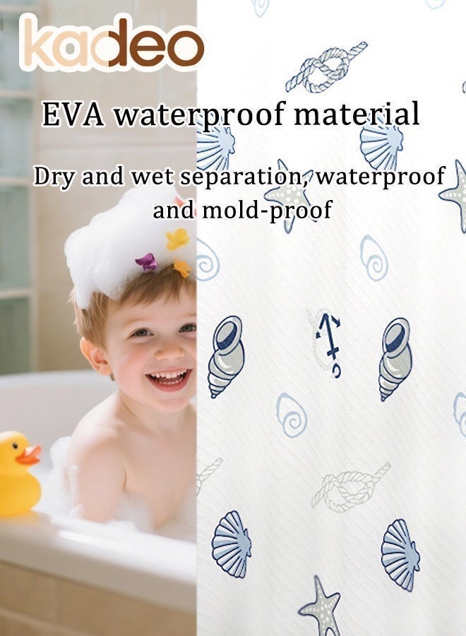 kadeo Shell Conch Conch Shower Curtain Liner, High Quality PEVA Material, Reinforced Tear-stop and Waterproof, Stainless Steel Hanging Hole Bath Curtain, Free Plastic Hooks Bathroom Curtain 180*180CM - Image 2