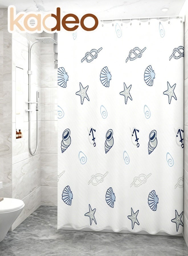 kadeo Shell Conch Conch Shower Curtain Liner, High Quality PEVA Material, Reinforced Tear-stop and Waterproof, Stainless Steel Hanging Hole Bath Curtain, Free Plastic Hooks Bathroom Curtain 180*180CM - Image 1