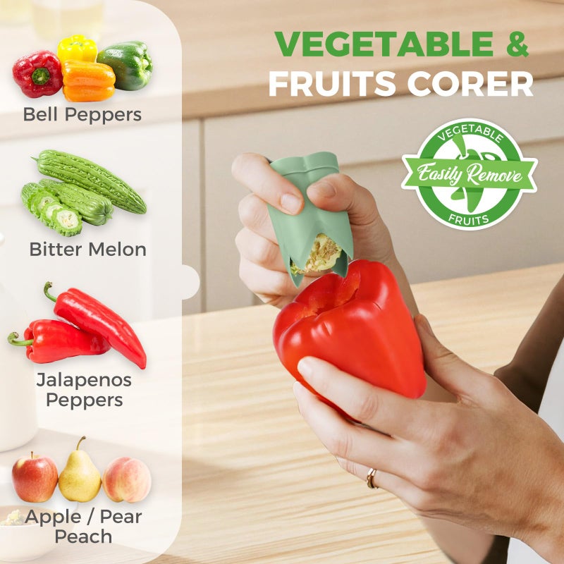 awrose 3 Pack Pepper Seed Corer Remover, 2026 Upgraded 2 in 1 Bell Pepper Green Peppers Cutter, Jalapeno Corer Tool, Fruit Vegetable Corers for Efficient Meal Prep, Home, Kitchen Gadgets - Image 5