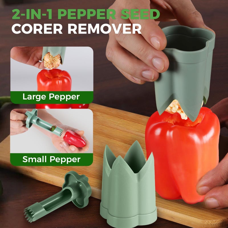 awrose 3 Pack Pepper Seed Corer Remover, 2026 Upgraded 2 in 1 Bell Pepper Green Peppers Cutter, Jalapeno Corer Tool, Fruit Vegetable Corers for Efficient Meal Prep, Home, Kitchen Gadgets - Image 2