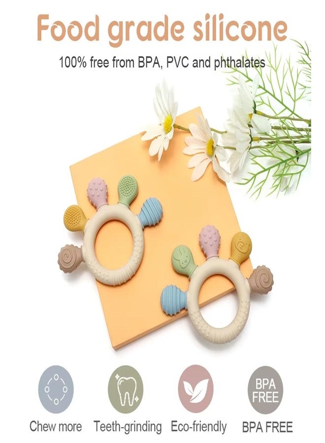 FIMALIA Silicone Baby Teethers BPA-Free Food Grade Silicone Teething Rings with Multiple Textures Easy to Grip Sensory Toys for Newborns and Toddlers Soothing Relief for Sore Gums - Image 4