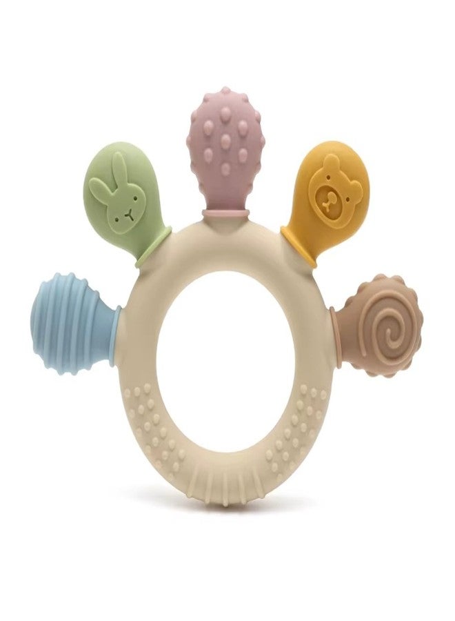 FIMALIA Silicone Baby Teethers BPA-Free Food Grade Silicone Teething Rings with Multiple Textures Easy to Grip Sensory Toys for Newborns and Toddlers Soothing Relief for Sore Gums - Image 1
