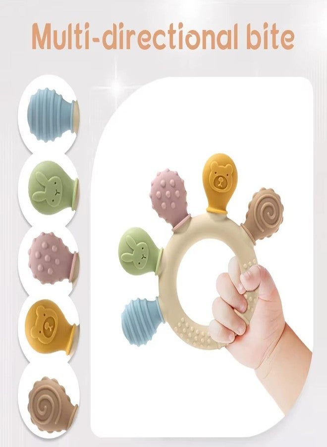 FIMALIA Silicone Baby Teethers BPA-Free Food Grade Silicone Teething Rings with Multiple Textures Easy to Grip Sensory Toys for Newborns and Toddlers Soothing Relief for Sore Gums - Image 3