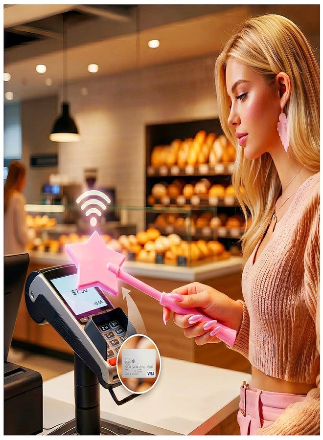 Unijoy Fairy Pay Credit Card Wand - 14.2" Secure Magic Tap to Pay Wand Debit Card Holder - Contactless Payment Gift for Women with Long Nails at Fast Food Drive Thru & Coffee Shops - Image 1
