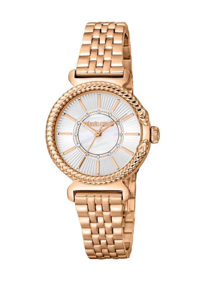 roberto cavalli ساعة يد نسائية أنالوج من الفولاذ المقاوم للصدأ RC5L061M0075 SET - 25 مم  - Image 3