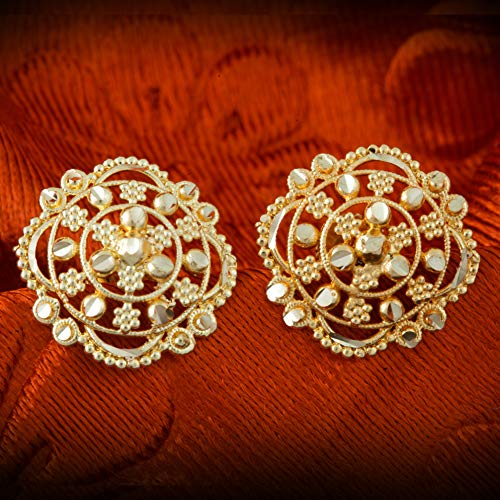 MEENAZ Earrings For Women girls Combo Set Pack Traditional Temple 1 One Gram Gold 18k Copper Brass Ruby Meenakari South Indian Screw Back Studs Tops Stud Fashion Stylish Hoop Bali Ear rings combo-M66 - Image 3