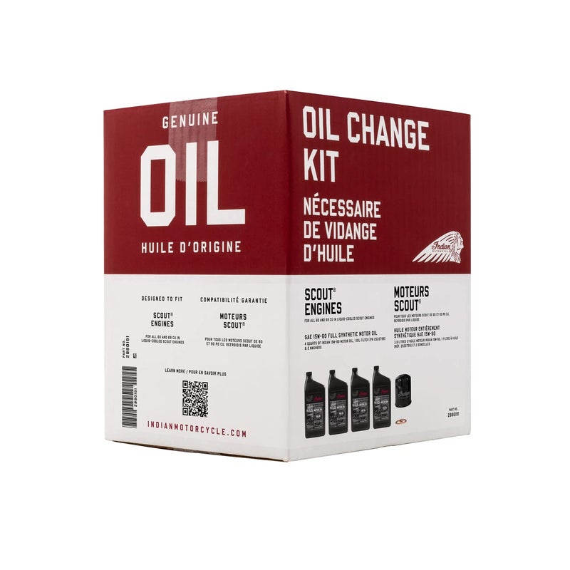 Indian Motorcycle Oil Change Kit for All 60 & 69 Cu In Liquid-Cooled Scout Engines  4 Quarts 15W-60 Full Synthetic Oil  1 Oil Filter  2 Washers  Clutch Performance  Engine Protection - 2880191 - Image 2
