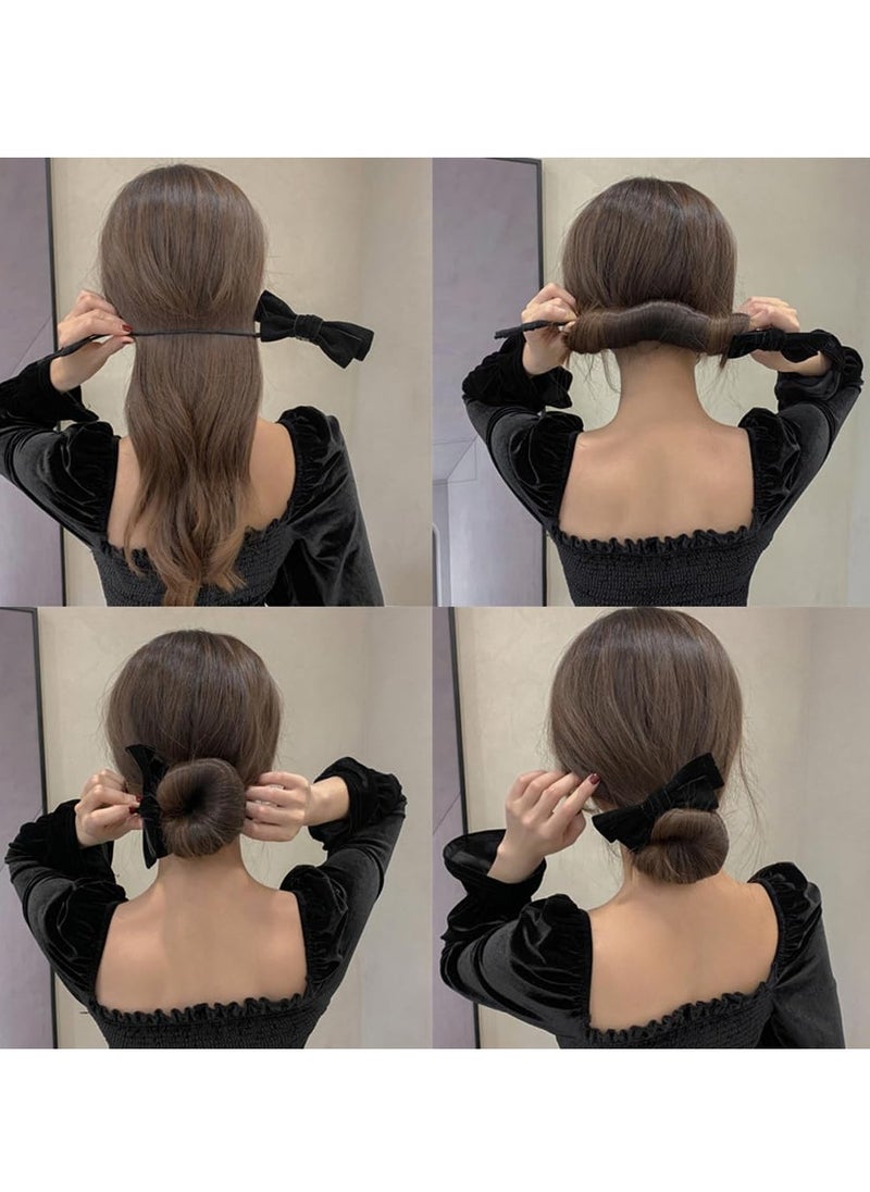 Excefore Bow Hair Bun Maker Kit, 4 PcsElegant Lazy Hair Curler, Crystal Hair Bun, Hairstyle Twist Bun Maker, Elegant Hair Accessories For Women Girls  - Image 5