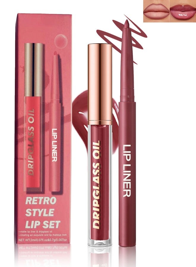 DuaTana Matte Nude Lip Liner Lipstick&Cherry Hydrating Glow Lip Oil Lip Combo Set,Moisturizing Plumping Lips Gloss&Smooth Lipliner Liquid Lipstick Long-Lasting,2 in 1 Women Tinted Liptint Stain Balm Makeup-12 - Image 1