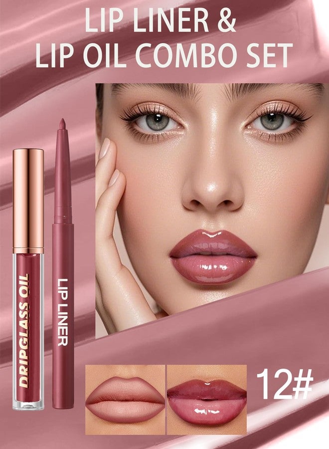 DuaTana Matte Nude Lip Liner Lipstick&Cherry Hydrating Glow Lip Oil Lip Combo Set,Moisturizing Plumping Lips Gloss&Smooth Lipliner Liquid Lipstick Long-Lasting,2 in 1 Women Tinted Liptint Stain Balm Makeup-12 - Image 2