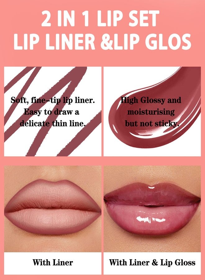 DuaTana Matte Nude Lip Liner Lipstick&Cherry Hydrating Glow Lip Oil Lip Combo Set,Moisturizing Plumping Lips Gloss&Smooth Lipliner Liquid Lipstick Long-Lasting,2 in 1 Women Tinted Liptint Stain Balm Makeup-12 - Image 3