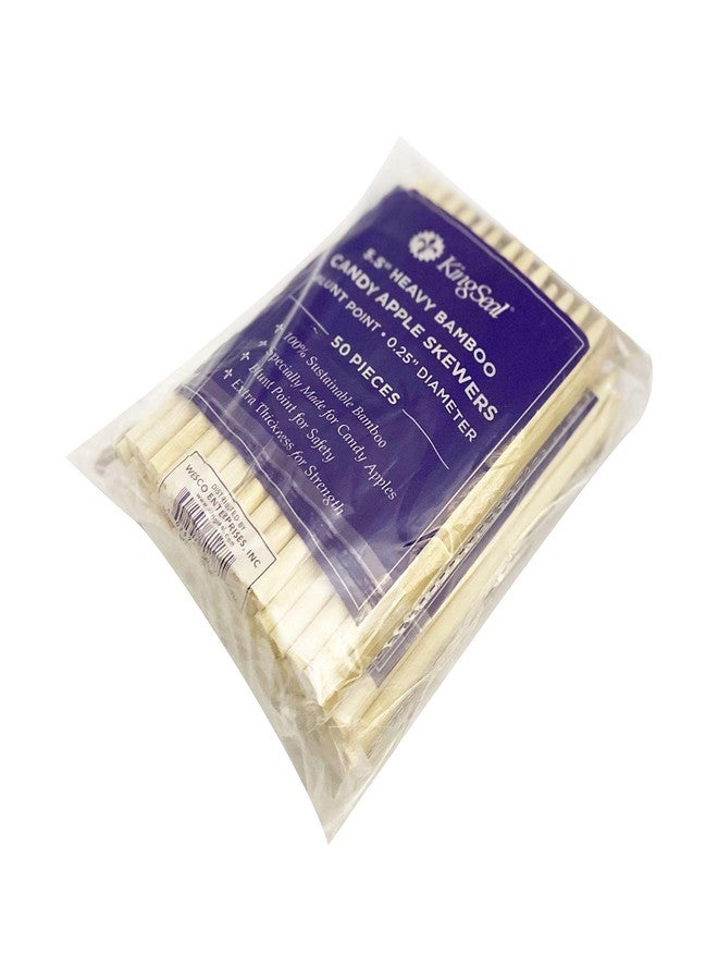 KingSeal ١٠٠ قطعة | أعواد تفاح حلوى من خشب البامبو الطبيعي من كينج سيل، أعواد، ٥.٥ بوصة × ٦.٥ مم قطر، طرف غير حاد للسلامة، عبوة بيع بالتجزئة - عبوتان من ٥٠ قطعة (١٠٠ قطعة) - Image 3