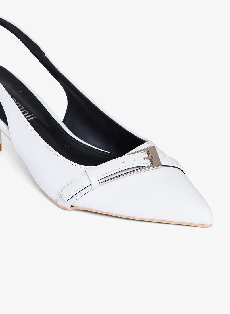 Geoomnii WHITE Geoomnii Mid Heel Mules for Women – Stylish Backless Slip-On Heels for Office, Party & Everyday Wear for Women | Best Price UAE