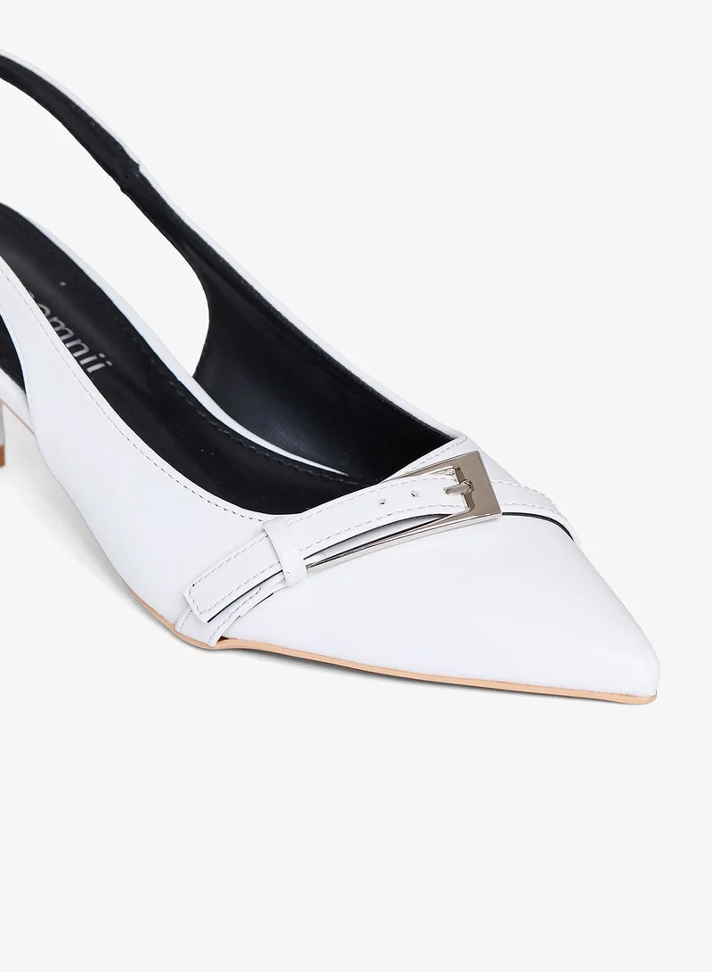 Geoomnii WHITE Geoomnii Mid Heel Mules for Women – Stylish Backless Slip-On Heels for Office, Party & Everyday Wear for Women | Best Price UAE