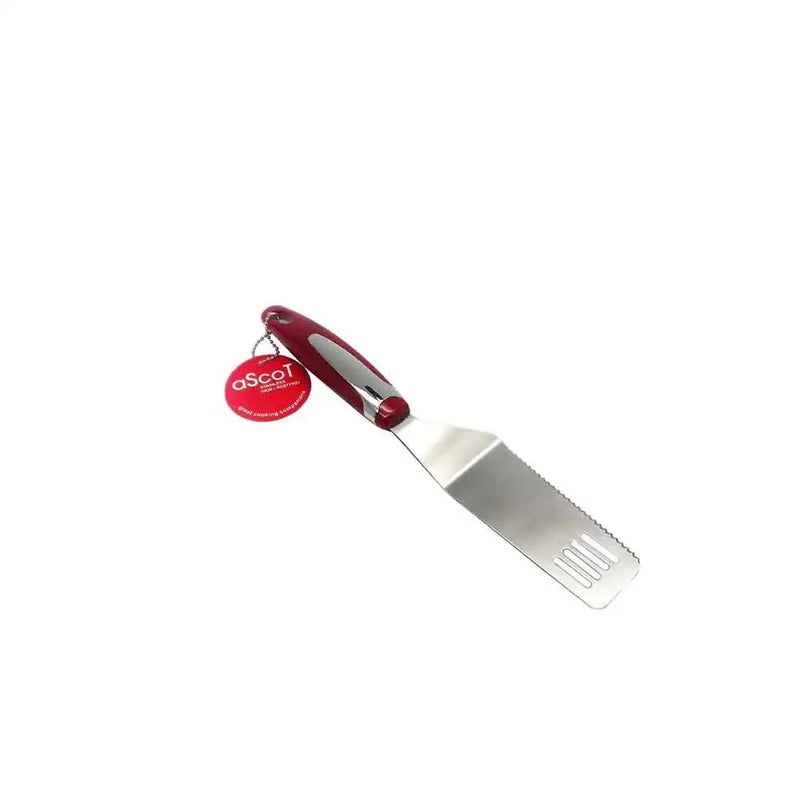 Ascot Pizza Server Cake Pizza Pie Server, Slicer Divider and Pastry Spatula with Serrated Blade, Red - Image 1