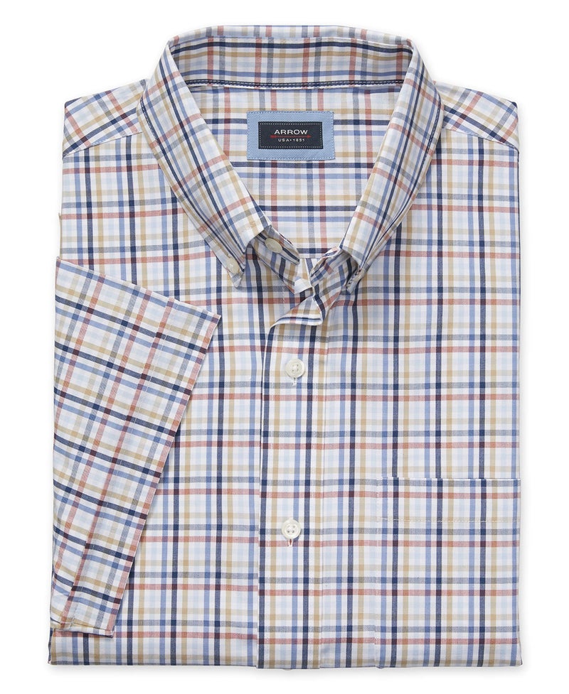 Arrow Men's Big Big and Tall Short Sleeve Hamilton Poplin Shirt Shirt, Riviera, 3X-Large Big - Image 2