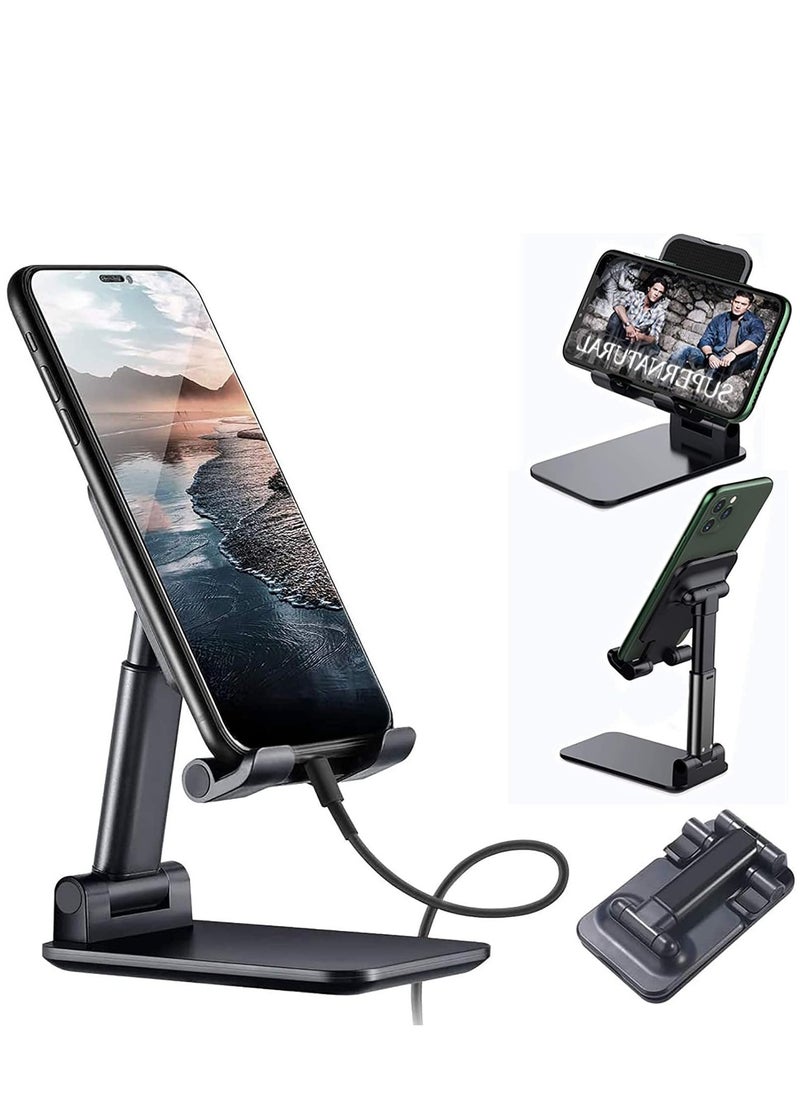 Generic Mobile Phone Stand for Desk-Portable Mobile Phone Holder Cell Phone Stand, Foldable Portable Desktop Stand Adjustable Height and Angle Phone Holder for Deskb Stand Compatible with Every Mobile phone  - Image 2